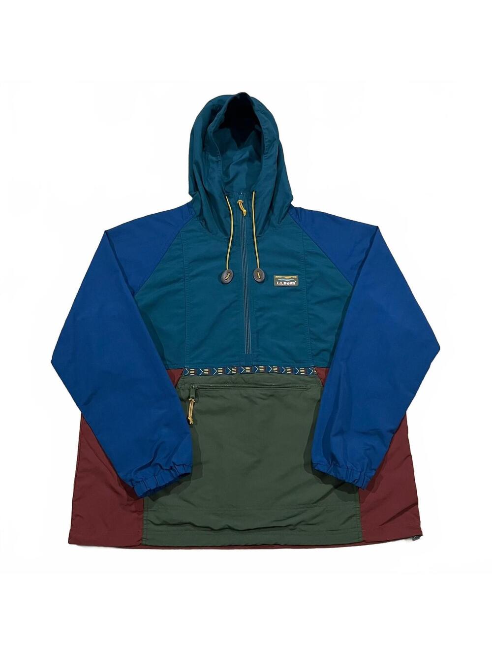 LL Bean Womens Mountain Classic Anorak Jacket Colorblock Windbreaker Size XL